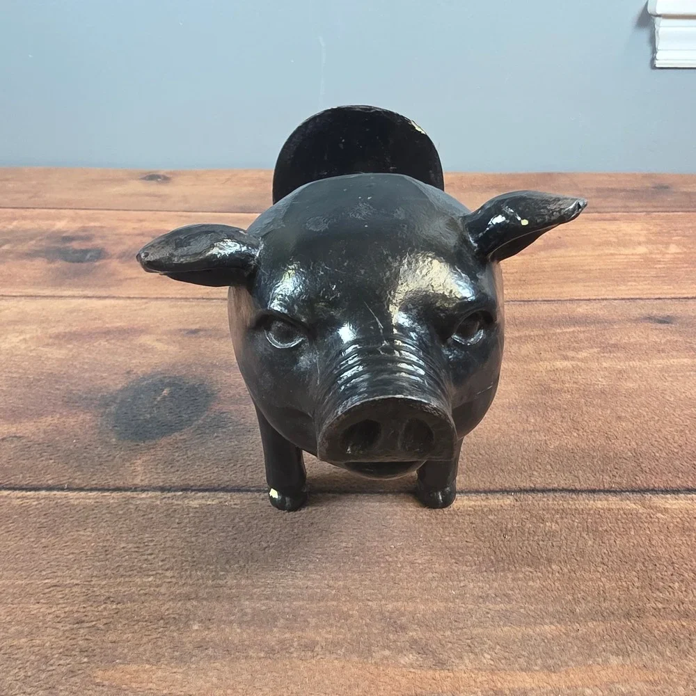 Pig Toilet Paper Holder Home Decor OS Black Good Cast Iron Rustic